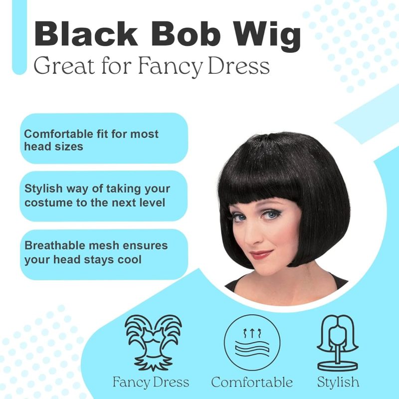 ✨Transform Your Look with a Sleek Black Bob Wig! Perfect for Dressing Up, Cosplay, and Halloween 🖤 #WigLife #Cosplay #HalloweenLook