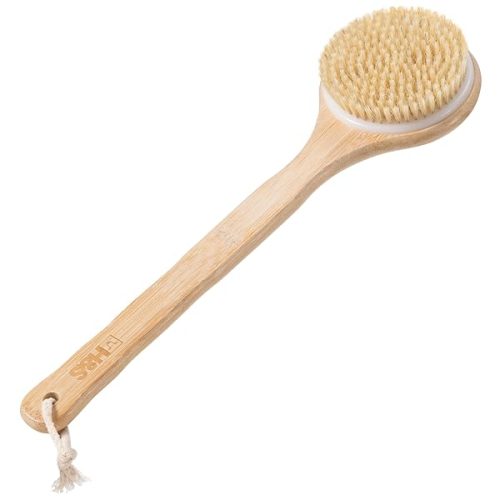 Get smooth, glowing skin with this long-handled body brush back scrubber! Say goodbye to dry skin and cellulite with natural bristles and exfoliate your back in the shower. #skincare #bodycare #exfoliate