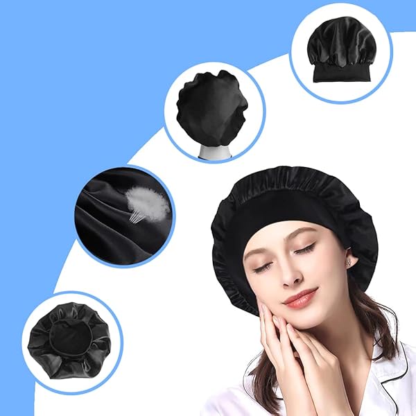 Sleep in Style with this Satin Hair Bonnet! Say goodbye to frizzy hair and protect those curls while you sleep. Perfect for girls and women of all ages. #HairCare #SleepCap #Curls