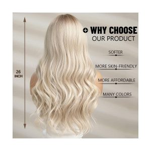 Get the ultimate long wavy blonde wig for women! Heat resistant and perfect for daily wear, parties, or cosplay! Say goodbye to boring hair days💁‍♀️ #blondewig #wavyhair #cosplay #