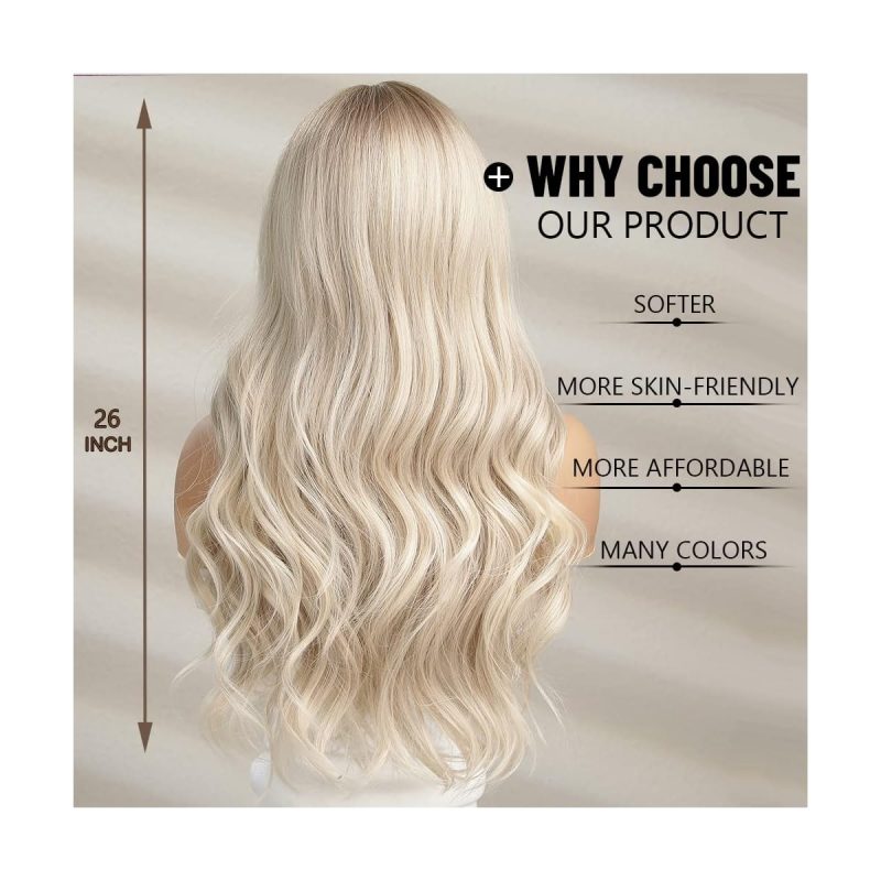Get the ultimate long wavy blonde wig for women! Heat resistant and perfect for daily wear, parties, or cosplay! Say goodbye to boring hair days💁‍♀️ #blondewig #wavyhair #cosplay #