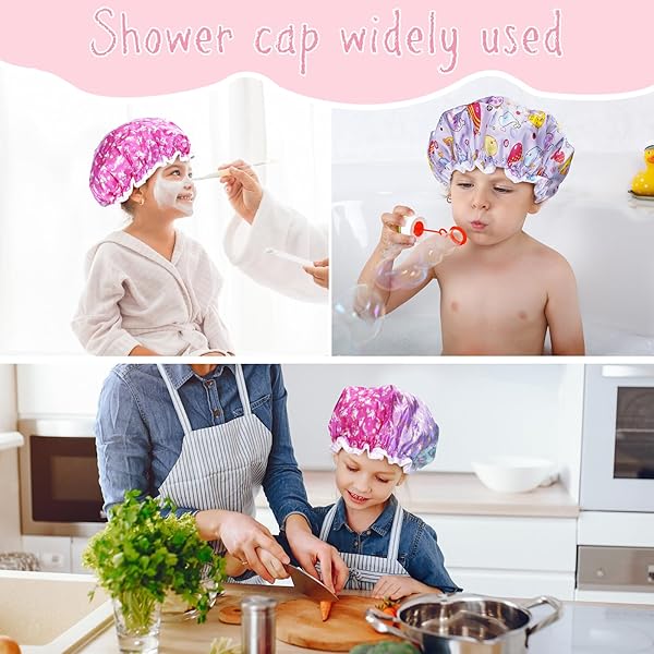 🛁 Keep your little ones dry and cute with these 2PCS Kids Shower Caps! 🌈 Elastic, double layer design for boys and girls. Say goodbye to soggy hair! 💦 #ShowerCap #KidsBath