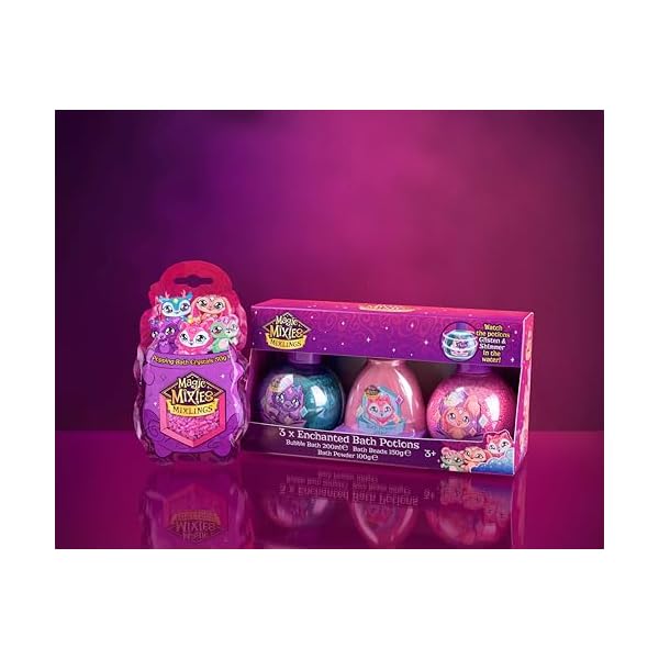 ✨ Transform Bathtime with Magic Mixies Mixlings! 🛁✨ Dive into a world of enchantment with 3 captivating bath potions - Bubble Bath, Fizzing Powder, and Bath Beads! Perfect for kids' bat