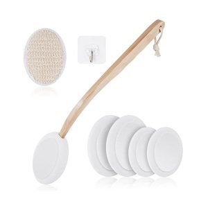 Say goodbye to awkwardly trying to apply lotion on your own back! This 7 pack back cream applicator is perfect for self-application in the shower. The 2-in-1 body brush back scrubber comes with 4 pads, a