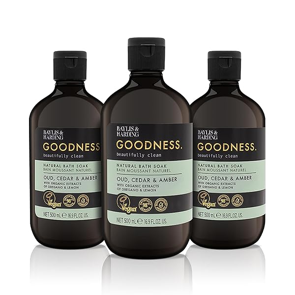 Luxurious bath soak with the perfect blend of Oud, Cedar, and Amber! 🛁✨ 500 ml each in a pack of 3, vegan friendly for a guilt-free pampering session! #bathgoals #vegan