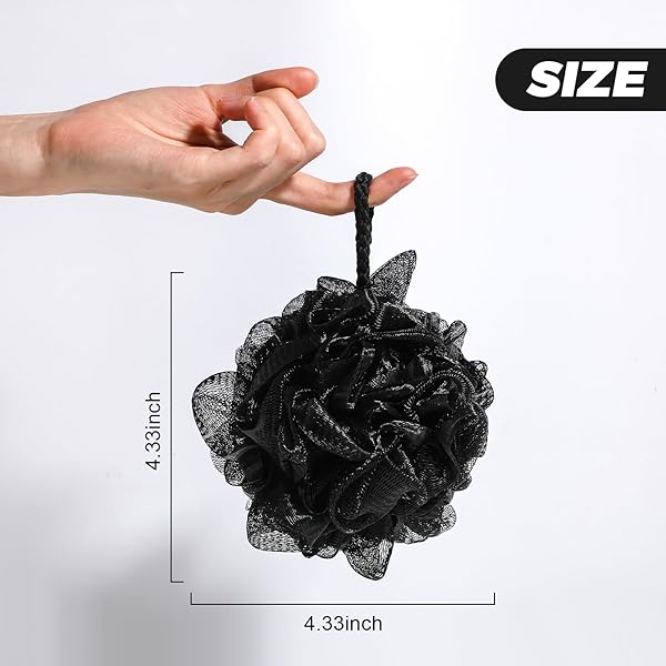 Get your skin feeling soft and smooth with this pack of 4 extra soft shower puffs! Perfect for scrubbing and exfoliating, this black shower sponge is comfortable for men, women, and babies alike. #skincare #softskin #