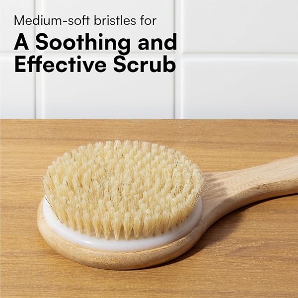 Get smooth, glowing skin with this long-handled body brush back scrubber! Say goodbye to dry skin and cellulite with natural bristles and exfoliate your back in the shower. #skincare #bodycare #exfoliate