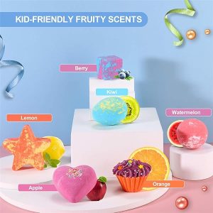 Get ready for a fun and fizzy bath time experience with these 6 amazing bath bombs! Packed with organic ingredients, essential oils, and kid-friendly fruity scents. Plus, a bonus bathing mesh ball for extra fun! #Bath