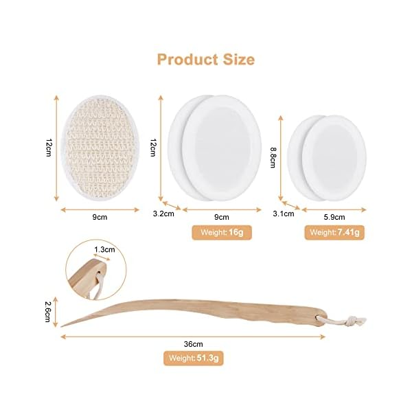 Say goodbye to awkwardly trying to apply lotion on your own back! This 7 pack back cream applicator is perfect for self-application in the shower. The 2-in-1 body brush back scrubber comes with 4 pads, a