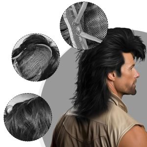 Get groovy with this black mullet wig! Perfect for 70s/80s vibes, rockin' out, or Halloween fun 🎃 Rock your next costume party with this long, curly wig! #halloweencost