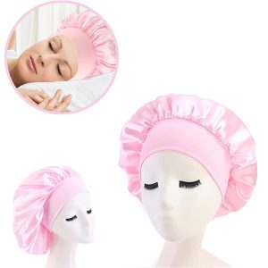 Sleep in Style with this Satin Hair Bonnet! Say goodbye to frizzy hair and protect those curls while you sleep. Perfect for girls and women of all ages. #HairCare #SleepCap #Curls