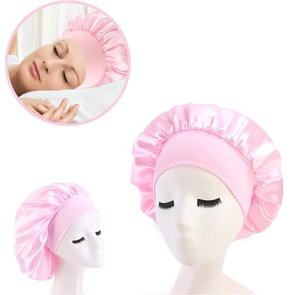 Sleep in Style with this Satin Hair Bonnet! Say goodbye to frizzy hair and protect those curls while you sleep. Perfect for girls and women of all ages. #HairCare #SleepCap #Curls