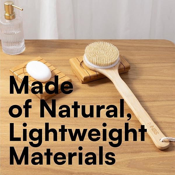 Get smooth, glowing skin with this long-handled body brush back scrubber! Say goodbye to dry skin and cellulite with natural bristles and exfoliate your back in the shower. #skincare #bodycare #exfoliate