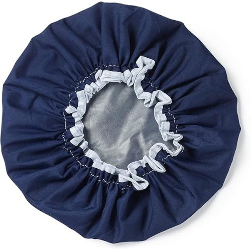 💧 Stay stylish and dry with this luxury blue shower cap! One size fits all, waterproof for hair protection, and elastic for a perfect fit. Ideal for all hairstyles and machine washable. #showercap #hairprotection