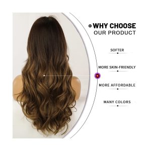 Get that perfect hair flip with our 24" synthetic wig! Dark roots, long ombre waves, and realistic scalp simulation for the ultimate TikTok transformation. Say hello to your new favorite look! #hairflip #wigtransformation #T
