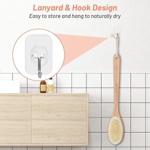 Get smoother, glowing skin with this dual-sided wooden back scrubber! Perfect for shower time, it has stiff and soft bristles for exfoliation. Say goodbye to dry skin and hello to a spa-like experience! #skincare #selfcare