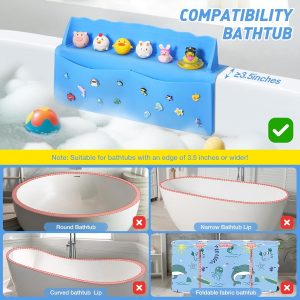 "Keep your bathtub clean and organized with this versatile silicone splatter screen and edge protector! Perfect for kids' bath time fun and bathroom storage. #bathtub #organization #kids"