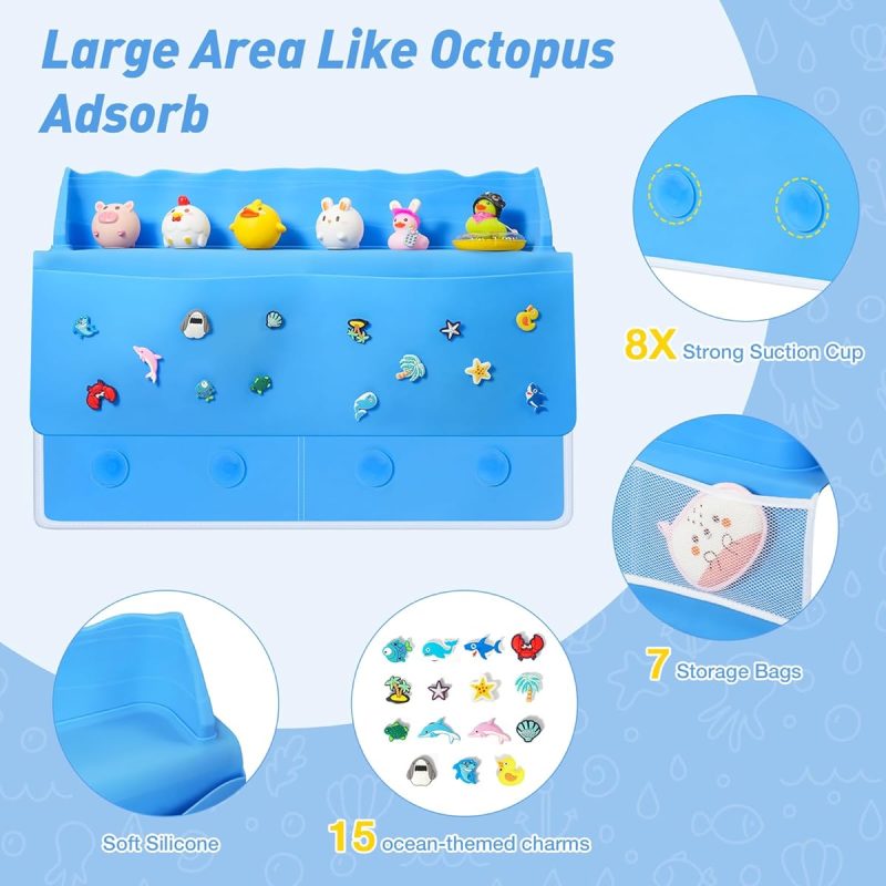 "Keep your bathtub clean and organized with this versatile silicone splatter screen and edge protector! Perfect for kids' bath time fun and bathroom storage. #bathtub #organization #kids"