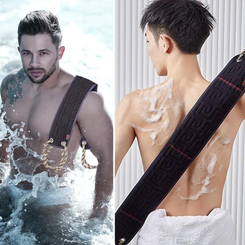 "Get that smooth, glowing skin with this 38.6" double-sided back scrubber! Perfect for deep cleansing in the shower, this exfoliating washcloth is a must-have for your skincare routine 💦✨ #skincare #