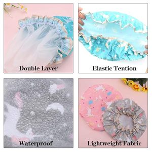 🦄✨ Keep your hair dry and stylish with these adorable unicorn shower caps! Perfect for spa days and showers, this 4 pack is a must-have for women and girls 💖 #unicornshowercaps #showeressentials