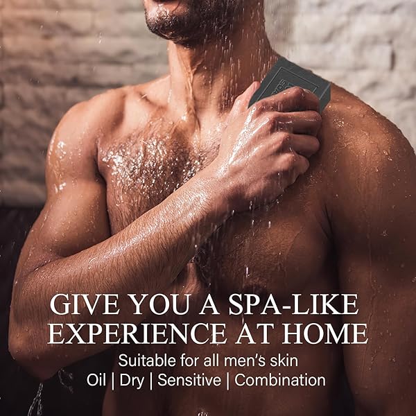 🚿 Upgrade your shower routine with these 4 natural men's soaps! 🌿 Exfoliate, cleanse, and moisturize with Sandalwood Amber, Mint, Charcoal, and Turmeric scents. Perfect for body