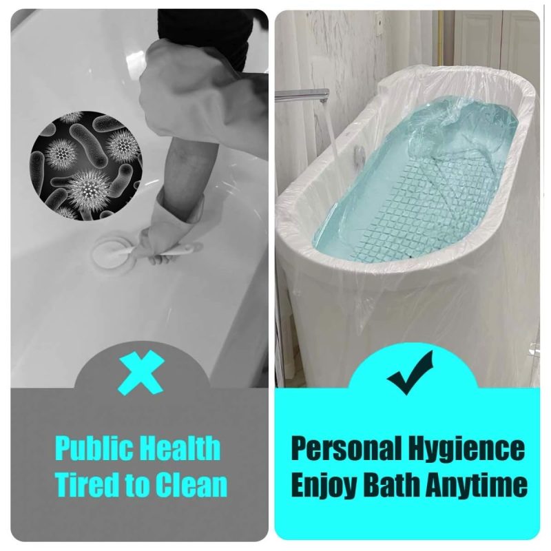 "Keep your bathtub clean and fresh with these 24 disposable covers! Perfect for travel or home use, these large plastic liners are easy to use and dispose of. Say goodbye to scrubbing and hello to relaxation! 🛁 #bathtubcover
