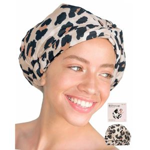 Transform your shower routine with this chic and stylish waterproof shower cap! Say goodbye to frizzy hair and hello to luxury with this reusable cap perfect for long locks. Stay cute and dry with this non-slip leopard print bonnet! #ShowerCap