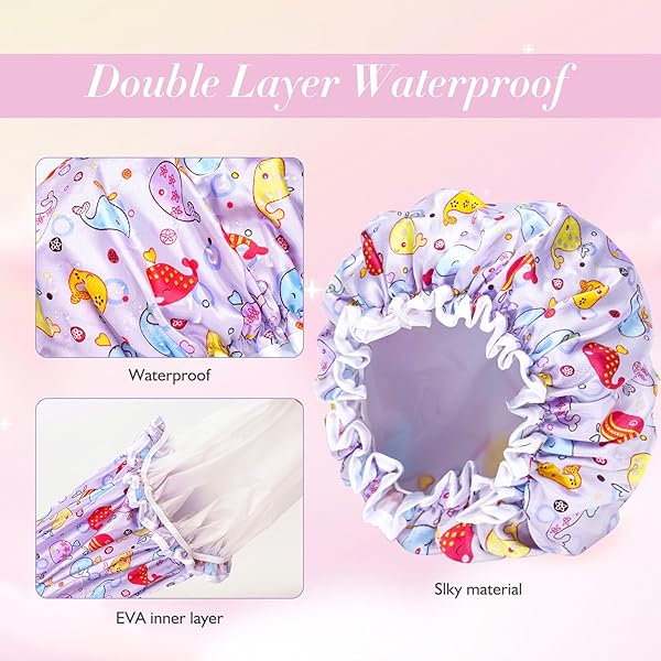🛁 Keep your little ones dry and cute with these 2PCS Kids Shower Caps! 🌈 Elastic, double layer design for boys and girls. Say goodbye to soggy hair! 💦 #ShowerCap #KidsBath