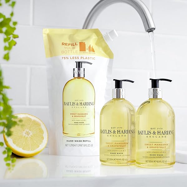 🍊✨ Sweet Mandarin & Grapefruit Hand Wash Refills! 🌿🌱 1L each, pack of 3! 🙌🏼 Vegan friendly and eco-friendly! 💚 #handwash #