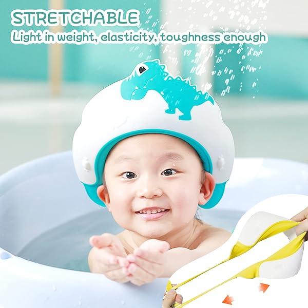 Make bath time fun and tear-free with this adorable Dinosaur Blue Baby Shower Cap! Keep water out of their eyes with this adjustable shampoo visor for boys and girls. Say goodbye to tears and hello to happy kids! 🦕💙