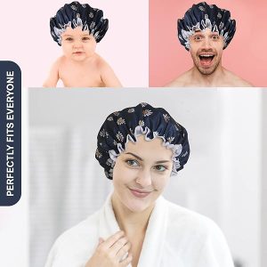Stay stylish and dry with this trendy double layer shower cap! 🌸 Perfect for all hair types, this reusable cap is waterproof and features a unique flower design. Say goodbye to bad hair days! 💁‍♀️ #shower