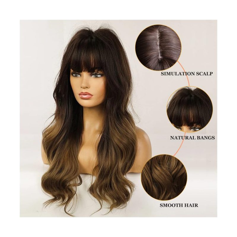 Get that perfect hair flip with our 24" synthetic wig! Dark roots, long ombre waves, and realistic scalp simulation for the ultimate TikTok transformation. Say hello to your new favorite look! #hairflip #wigtransformation #T