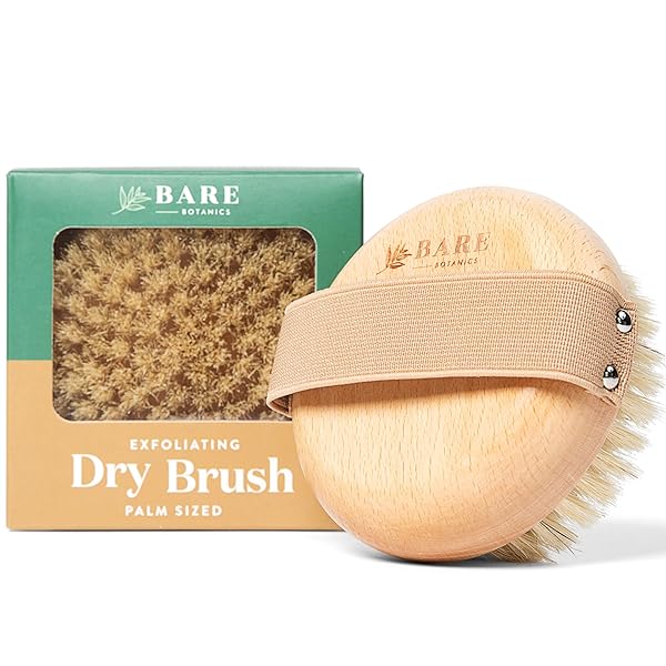 Get glowing skin with this convenient palm-sized dry brush body scrub! It's universal fit and easy to use, perfect for exfoliating in the shower. With medium firmness and an elastic strap, it's great for both women and men! #