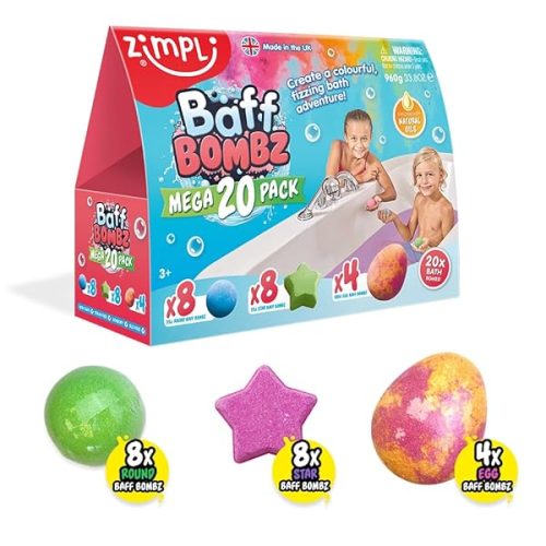 🛁✨ Dive into a rainbow of fun with this 20-piece Bath Bomb Mega Pack! Perfect for creating a magical, fizzy bath time experience for kids. Ideal for birthdays, these organic, moisturizing, vegan bath fizzers make