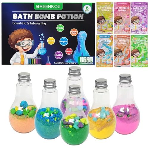 🛁✨ 6 Large Bath Bombs Potion Set for Kids! 🌈🔬 Colorful & Fizzy Fun! 🎁 Perfect Surprise Gift for Boys & Girls! 🧪 Educational STEM Bubble Bath Kit!