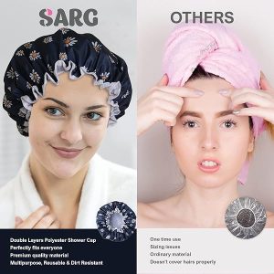 Stay stylish and dry with this trendy double layer shower cap! 🌸 Perfect for all hair types, this reusable cap is waterproof and features a unique flower design. Say goodbye to bad hair days! 💁‍♀️ #shower
