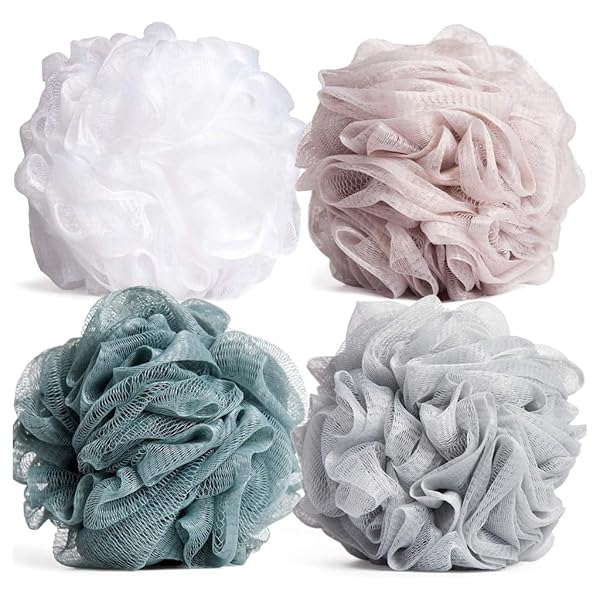🚿Get that squeaky clean feeling with this pack of 4 eco-friendly shower puffs! Perfect for scrubbing away dead skin and leaving you feeling fresh and rejuvenated 🌿💦 #showerpuffs #bodycare
