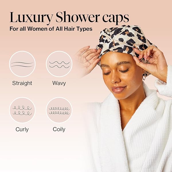 Transform your shower routine with this chic and stylish waterproof shower cap! Say goodbye to frizzy hair and hello to luxury with this reusable cap perfect for long locks. Stay cute and dry with this non-slip leopard print bonnet! #ShowerCap