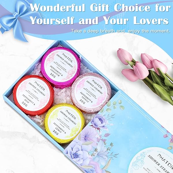 ✨Transform your shower into a spa with these Aromatherapy Shower Steamers! 🚿💫 8-pack of shower bombs with essential oils for ultimate relaxation and self-care. Perfect for a pampering gift or a luxurious spa