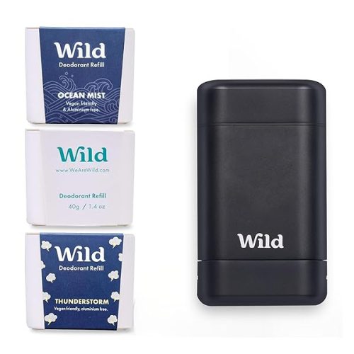 🌿🌊 Fresh Cotton & Sea Salt, Ocean Mist & Thunderstorm scents in a sleek black refillable deodorant kit for men! 🖤💪🏼 Long-lasting protection without any harsh chemicals - eco