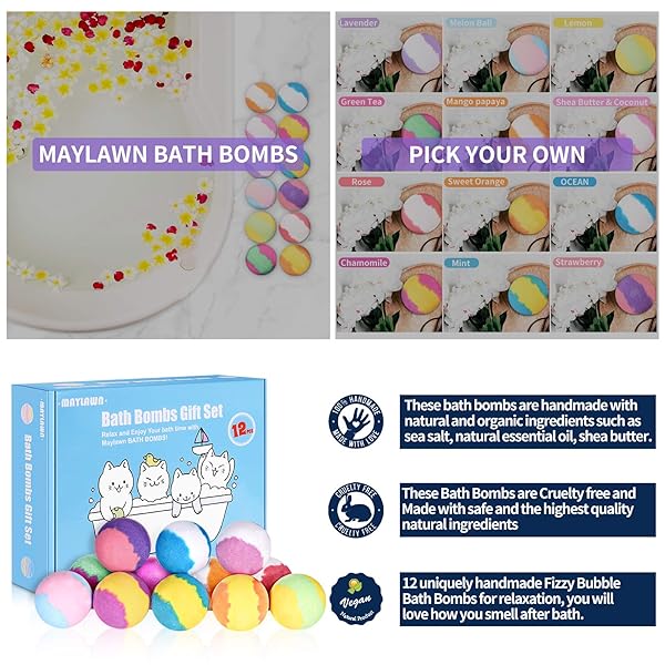 ✨12 Handmade Bath Bombs Set✨ Vegan & Cruelty Free 🌿 Perfect for Spa Baths 🛁 Birthday/Mothers Day Gift Idea for Her/Him 💝 #bathbombs #giftidea