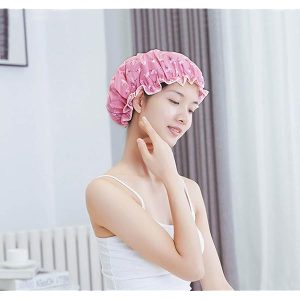Stay cute and dry with these trendy double-layer bath caps! Perfect for keeping hair dry and ears covered. Plus, they're kitchen oil-proof too! #bathcaps #showercaps #haircare