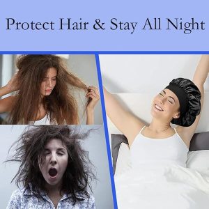 Sleep in Style with this Satin Hair Bonnet! Say goodbye to frizzy hair and protect those curls while you sleep. Perfect for girls and women of all ages. #HairCare #SleepCap #Curls