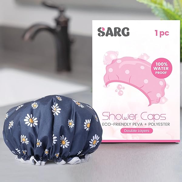 Stay stylish and dry with this trendy double layer shower cap! 🌸 Perfect for all hair types, this reusable cap is waterproof and features a unique flower design. Say goodbye to bad hair days! 💁‍♀️ #shower