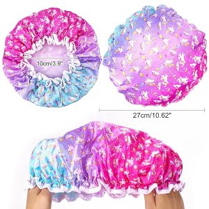 🛁 Keep your little ones dry and cute with these 2PCS Kids Shower Caps! 🌈 Elastic, double layer design for boys and girls. Say goodbye to soggy hair! 💦 #ShowerCap #KidsBath