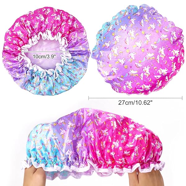 🛁 Keep your little ones dry and cute with these 2PCS Kids Shower Caps! 🌈 Elastic, double layer design for boys and girls. Say goodbye to soggy hair! 💦 #ShowerCap #KidsBath