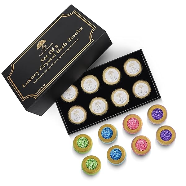 Indulge in a Set of 8 Luxe Bath Bombs! Treat yourself to a spa day at home with these 100% natural, organic, vegan fizzers. Perfect for birthdays, Christmas, or any day you need some pampering