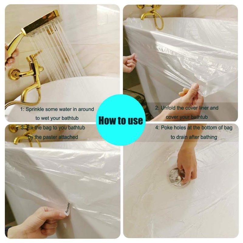 "Keep your bathtub clean and fresh with these 24 disposable covers! Perfect for travel or home use, these large plastic liners are easy to use and dispose of. Say goodbye to scrubbing and hello to relaxation! 🛁 #bathtubcover