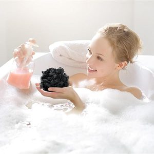 Get your skin feeling soft and smooth with this pack of 4 extra soft shower puffs! Perfect for scrubbing and exfoliating, this black shower sponge is comfortable for men, women, and babies alike. #skincare #softskin #