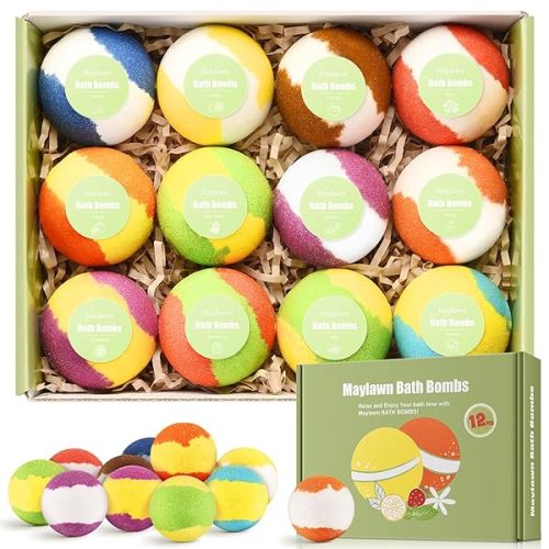 Treat yourself (or a loved one) to a luxurious bath experience with this 12-piece handmade fizzy bubble bath bomb set! Perfect for birthdays, Mother's Day, or just to show someone special how much you care. Vegan and cruelty-free